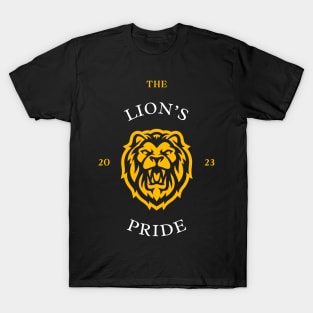 Black and Gold Simple Masculine Illustrative Brave Lion T-Shirt